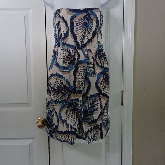 Banana Republic multicolor strapless silk blend pocket dress Sz 6 EUC - Picture 1 of 7